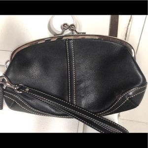 Coach black leather wristlet